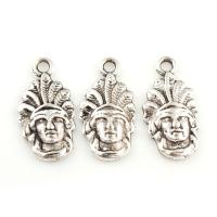 Character Shaped Zinc Alloy Pendants, Face, antique silver color plated Approx 2mm, Approx 