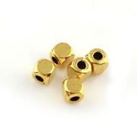 Zinc Alloy Jewelry Beads, Square, gold color plated, 4mm Approx 1.5mm, Approx 