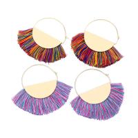 Zinc Alloy Tassel Earring, with Nylon Cord, gold color plated, for woman 