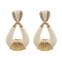 Zinc Alloy Rhinestone Drop Earring, with Acrylic, gold color plated, for woman & enamel & with rhinestone 