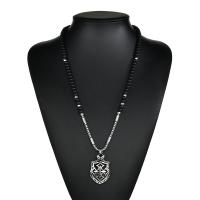 Stainless Steel Sweater Necklace, with Glass, Shield, with cross pattern & for man & frosted & blacken 6mm,5mm,4mm Approx 26.37 Inch 