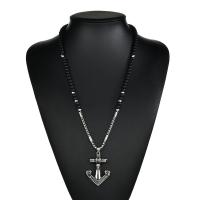 Stainless Steel Sweater Necklace, with Glass, Anchor, with skull pattern & for man & frosted & blacken 6mm,5mm,4mm Approx 26.4 Inch 