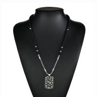 Stainless Steel Sweater Necklace, with Glass, with skull pattern & for man & frosted & blacken 6mm, 5mm, 4mm Approx 26.37 Inch 
