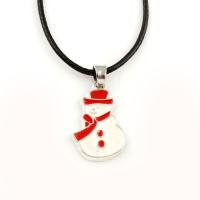 PU Leather Necklace, with Zinc Alloy, with 5cm extender chain, Snowman, silver color plated, for woman & enamel Approx 16.6 Inch 
