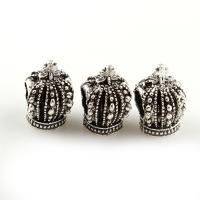 Perles European en alliage de zinc, couronne, Plaqué de couleur d'argent, sans filetage Environ 5mm, Environ Vendu par sac