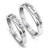 Couple Finger Rings, Brass, plated & for couple, silver color, 0.5mm,0.4mm 