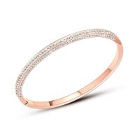 Stainless Steel Bangle, with Rhinestone Clay Pave, plated, for woman 4mm, Inner Approx 62mm 