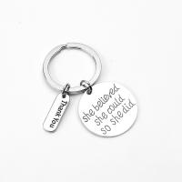 Zinc Alloy Key Chain Jewelry, silver color plated, with letter pattern 