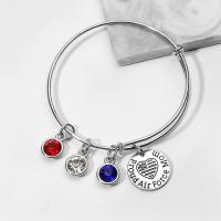 Rhinestone Zinc Alloy Bangle, silver color plated, adjustable & with letter pattern & with rhinestone, Inner Approx 65mm 