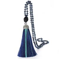 Кристалл свитер цепи ожерелье, Кристаллы, с Агат & цинковый сплав, плакированный цветом под старое серебро, Женский, много цветов для вабора, 125mm, длина:Приблизительно 31.4 дюймовый, продается Strand