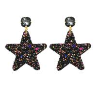 Zinc Alloy Drop Earring, with Plastic Sequin, Star, gold color plated, for woman & with cubic zirconia 