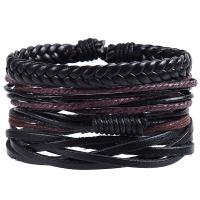 Faux Leather Bracelet Set, multilayer & Unisex & adjustable Approx 7 Inch 