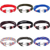 Nylon Cord Bracelets, with Zinc Alloy, Anchor, silver color plated, Unisex & , 16mm Approx 8.5 Inch 
