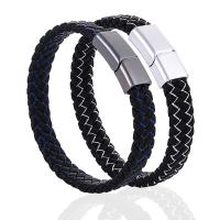 Titanium Steel Bracelet, with PU Leather, plated, Unisex 12mm Approx 8 Inch 