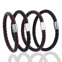 Titanstahl Armband, mit PU Leder, plattiert, unisex, keine, 6mm, Länge:ca. 8 ZollInch, verkauft von Strang