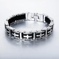 Titanium Steel Bracelet, with Silicone, Cross, for man, 14mm Approx 8.5 Inch 