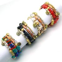 Zinc Alloy Bracelet, with rhinestone brass spacer & Agate & Crystal, plated, Bohemian style & for woman &  & faceted Inner Approx 70mm Approx 26 Inch 