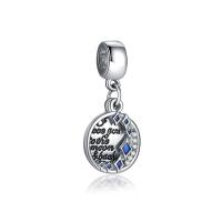 Zinc Alloy European Pendants, Flat Round, platinum color plated, without troll & with rhinestone, 10-30mm Approx 4-4.5mm 