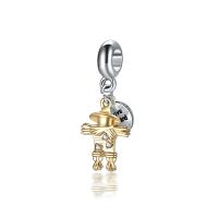 Zinc Alloy European Pendants, Strawman, plated, without troll & with rhinestone, 10-30mm Approx 4-4.5mm 