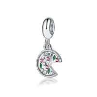 Zinc Alloy European Pendants, Pizza, platinum color plated, without troll & enamel & with rhinestone, 10-30mm Approx 4-4.5mm 