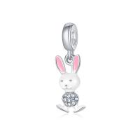Zinc Alloy European Pendants, Rabbit, platinum color plated, without troll & enamel & with rhinestone, 10-30mm Approx 4-4.5mm 