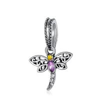 Zinc Alloy European Pendants, Butterfly, antique silver color plated, without troll & with rhinestone, 10-30mm Approx 4-4.5mm 