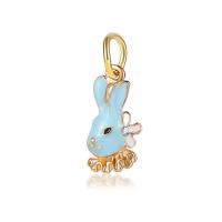 Zinc Alloy European Pendants, Rabbit, gold color plated, without troll & enamel & with rhinestone 10-30mm Approx 4-4.5mm 