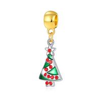Zinc Alloy European Pendants, Christmas Tree, plated, without troll & enamel & with rhinestone, 10-30mm Approx 4-4.5mm 