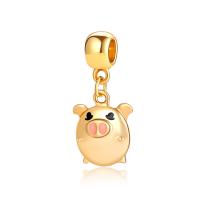 Zinc Alloy European Pendants, Pig, gold color plated, without troll & enamel, 10-30mm Approx 4-4.5mm 