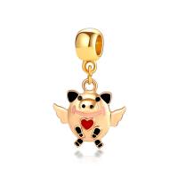 Zinc Alloy European Pendants, Pig, gold color plated, without troll & enamel, 10-30mm Approx 4-4.5mm 