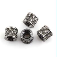Rhinestone Zinc Alloy European Beads, Drum, plumbum black color plated, without troll & with rhinestone Approx 5mm 