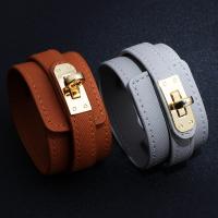 PU Leather Bracelet, with Zinc Alloy, gold color plated, for woman 38mm Approx 9.3 Inch 