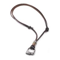 Cowhide Sweater Necklace, with Zinc Alloy, plated, for man &  Approx 27.5 Inch 