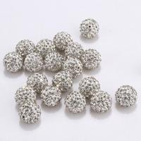 Strass Ton befestigte Perlen, Lehm pflastern, rund, mit Strass & halbgebohrt, keine, 10mm, Bohrung:ca. 0.5mm, verkauft von PC