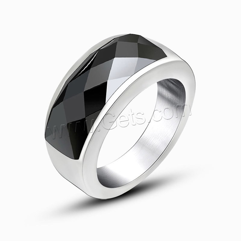 Titanium Steel Finger Ring, with Glass, Unisex & different size for choice & faceted, more colors for choice, Sold By PC