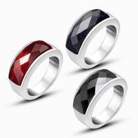 Titanium Steel Finger Ring, with Glass, Unisex & faceted 