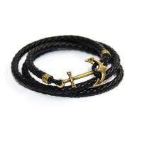 Fashion Zinc Alloy Bracelets, with PU Leather, Anchor, antique brass color plated, Unisex &  Approx 23.5 