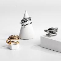 Titanium Steel Finger Ring, Feather, plated, Unisex & adjustable 5mm 