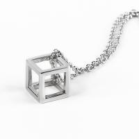 Titanium Steel Sweater Necklace, with 2inch extender chain, Cube, plated, Unisex & adjustable & oval chain Approx 24 Inch 
