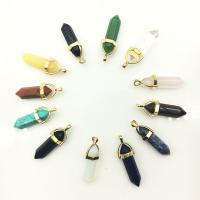 Gemstone Zinc Alloy Pendants, with Gemstone, gold color plated Approx 3-4mm 