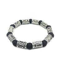 Fashion Zinc Alloy Bracelets, with Lava, antique silver color plated, Unisex, 10mm Approx 8 Inch 