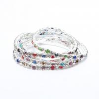 Zinc Alloy Rhinestone Bracelets, silver color plated, elastic & for woman & with rhinestone Approx 7 Inch 