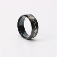 Titanium Steel Finger Ring, black ionic, Unisex 8mm 