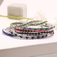 Zinc Alloy Rhinestone Bracelets, silver color plated, elastic & for woman & with rhinestone Approx 7 Inch 