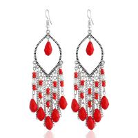Fashion Fringe Earrings, Zinc Alloy, with Resin, Tassel, vintage & for woman 