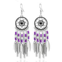 Zinc Alloy Dream Catcher Earring, with Resin, antique silver color plated, micro pave cubic zirconia & for woman 