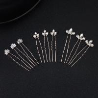 Hair Stick, Zinc Alloy, with Rhinestone, rose gold color plated, for woman & with rhinestone 