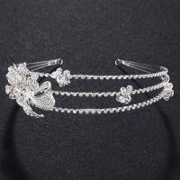 Zinc Alloy Headband, real silver plated, for woman & with rhinestone 