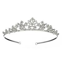 Zinc Alloy Hair Band, Crown, real silver plated, for woman & with rhinestone 