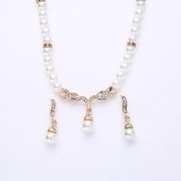 Pearl Shell Jewelry Set, choker & earring, with Zinc Alloy, with 1.18lnch extender chain, plated, folk style & for woman & with rhinestone Approx 13.5 Inch 